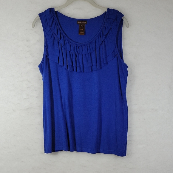 Multiples Royal Blue Ruffle Tank Top Size L - Picture 1 of 5